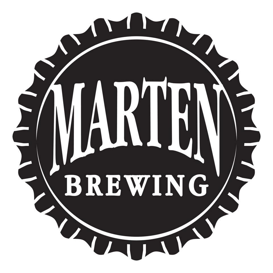 logo for Marten Brewing. Black stamp image with white text.