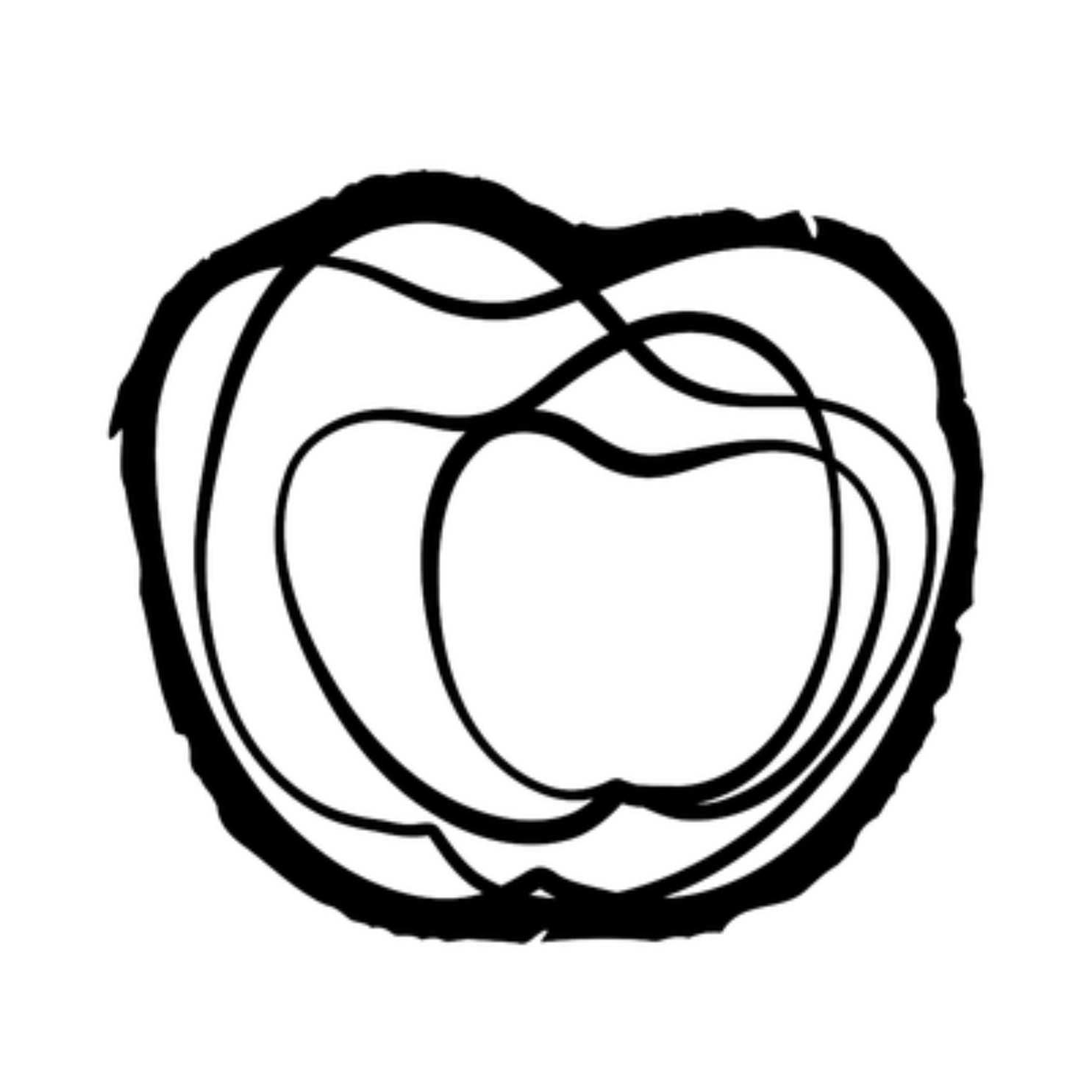 black outlines of apple shapes overlaid on top of one another